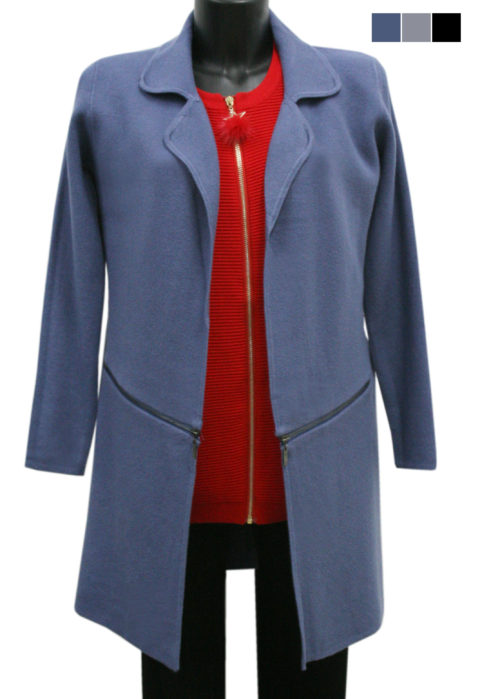 CARDIGAN LUNGO COLORE AVIO