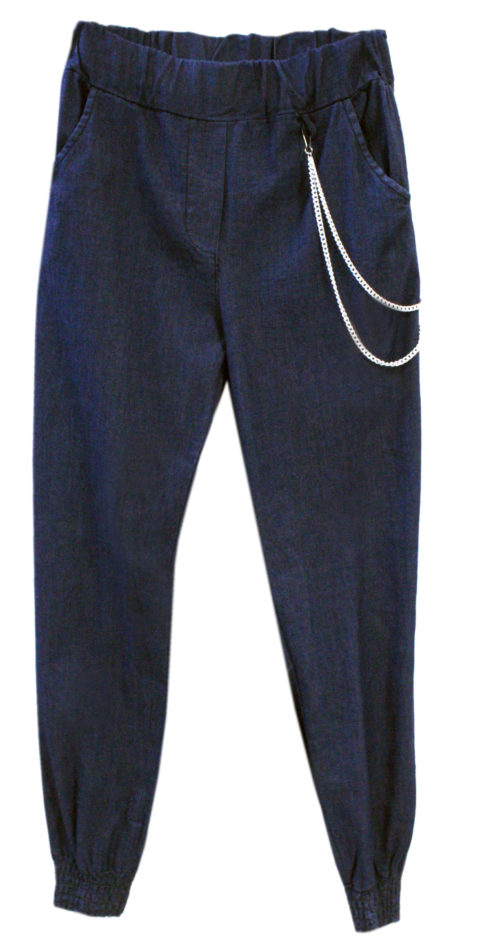 Pantalone denim con catena